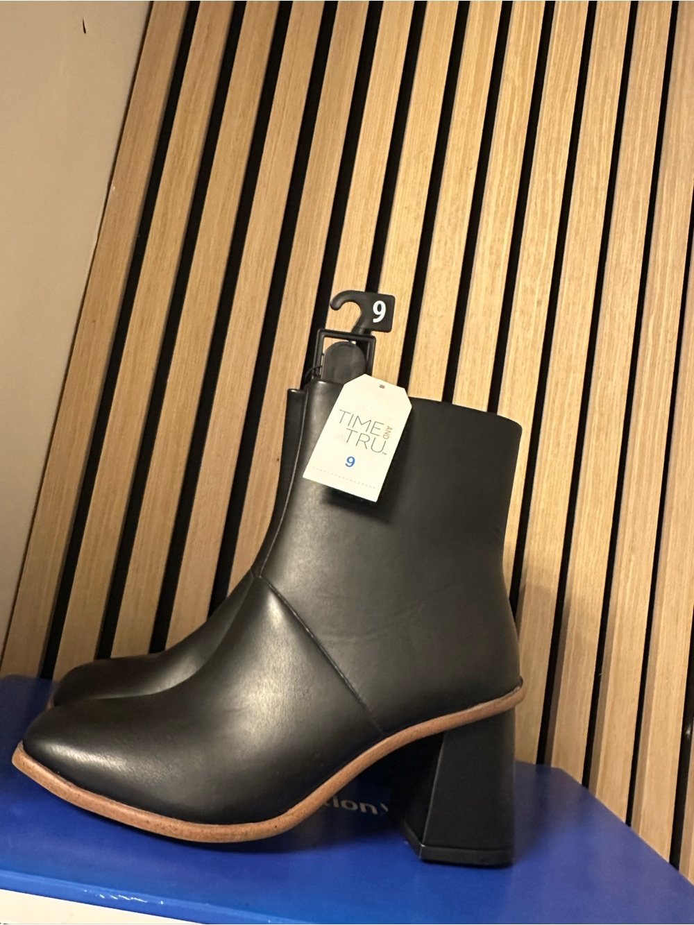 Time and Tru Black Block Heel Ankle Booties